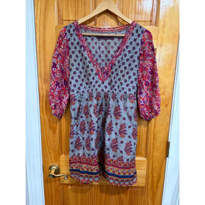 Rapsodia Boho Floral Tunic Top S 38/40 Mixed Print Peasant Blouse Ethnic
